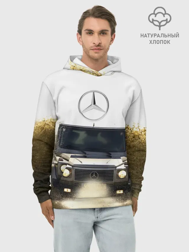 Худи мужской базовый хлопок с принтом «Merсedes — Mercedes»