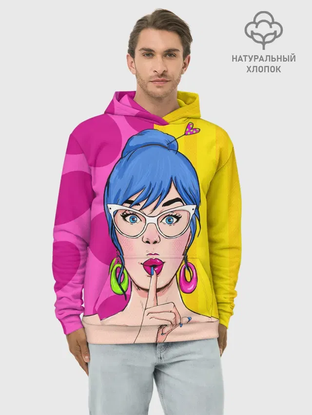 Худи мужской базовый хлопок с принтом «Pop Art»