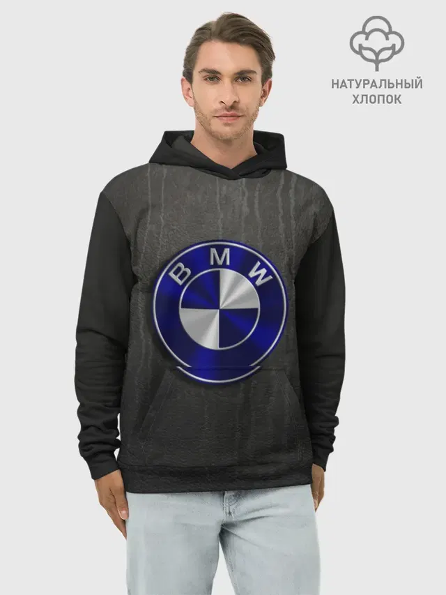 Худи мужской базовый хлопок с принтом «BMW»