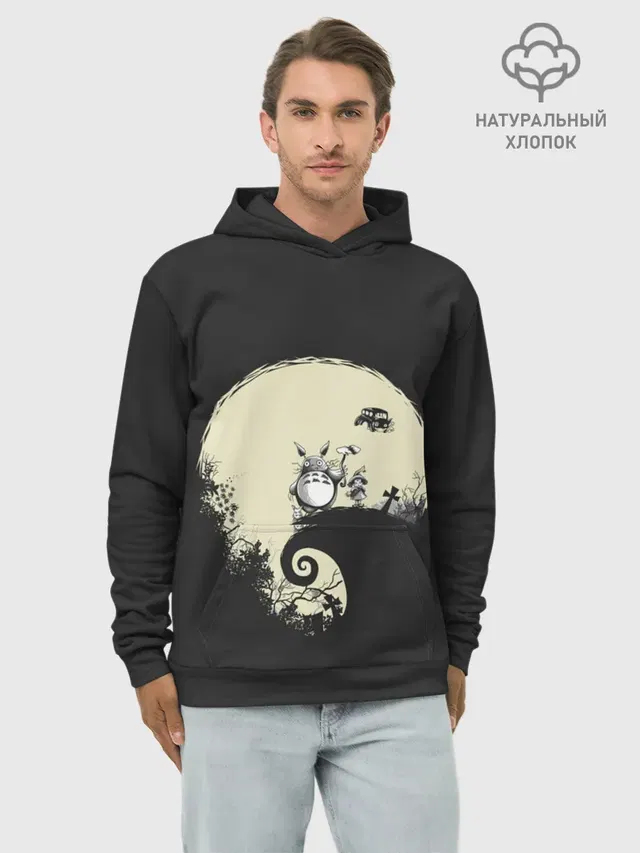 Худи мужской базовый хлопок с принтом «Котобус — Totoro»