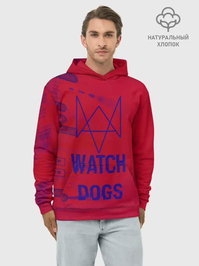 Худи мужской базовый хлопок с принтом «Watch Dogs hacker collection»