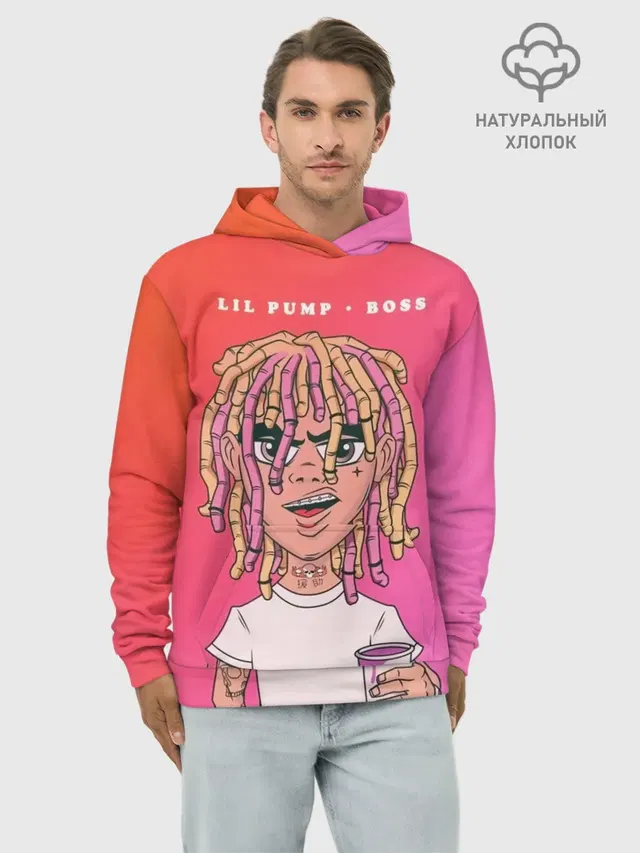 Худи мужской базовый хлопок с принтом «Lil Pump Boss»