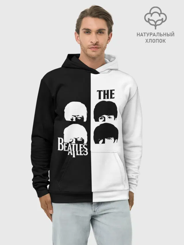 Худи мужской базовый хлопок с принтом «The Beatles rock band»