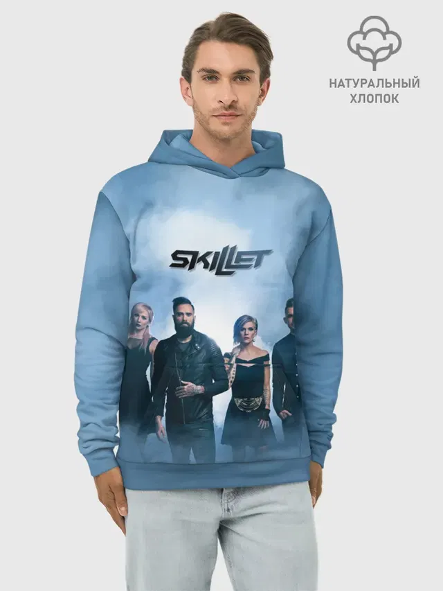 Худи мужской базовый хлопок с принтом «Skillet»