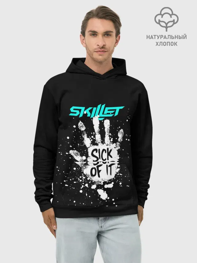Худи мужской базовый хлопок с принтом «Skillet — Sick of it»