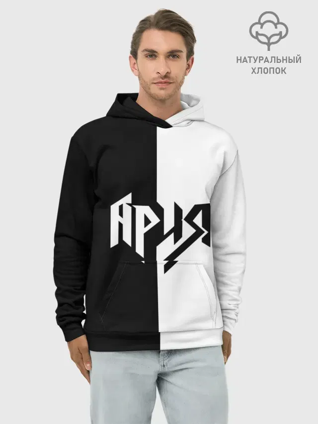 Худи мужской базовый хлопок с принтом «Aria»