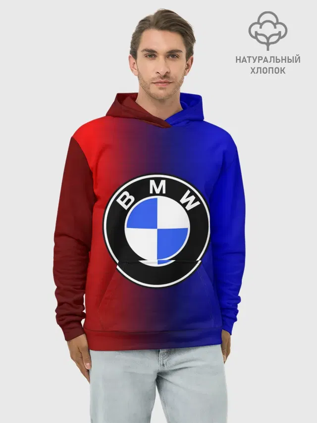 Худи мужской базовый хлопок с принтом «BMW — BMW SPORT ABSTRACT»
