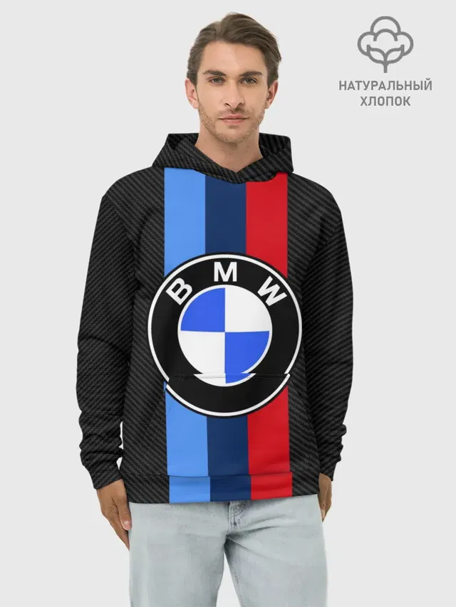 Худи мужской базовый хлопок с принтом «BMW — BMW SPORT»