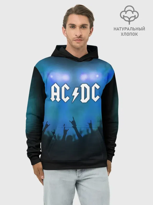 Худи мужской базовый хлопок с принтом «AC»