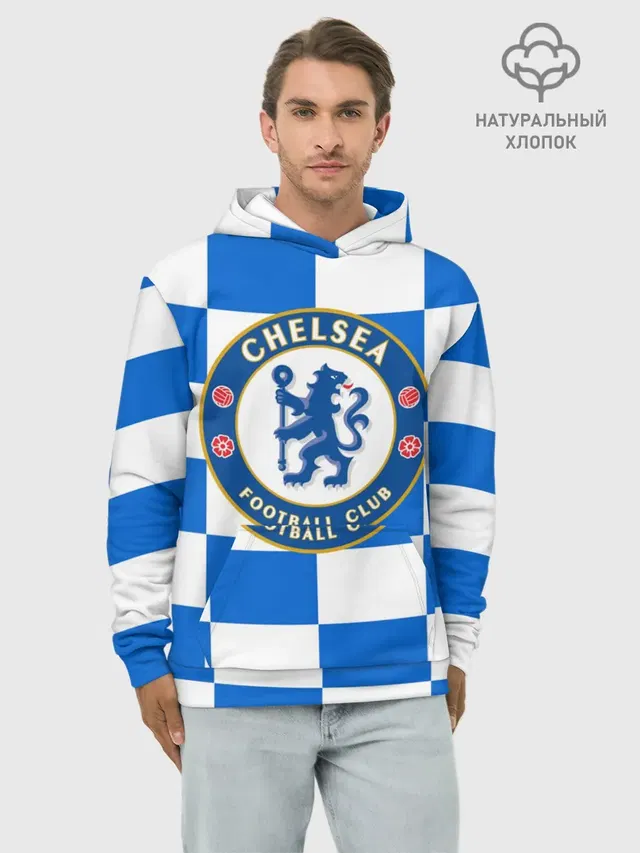 Худи мужской базовый хлопок с принтом «FC Chelsea»