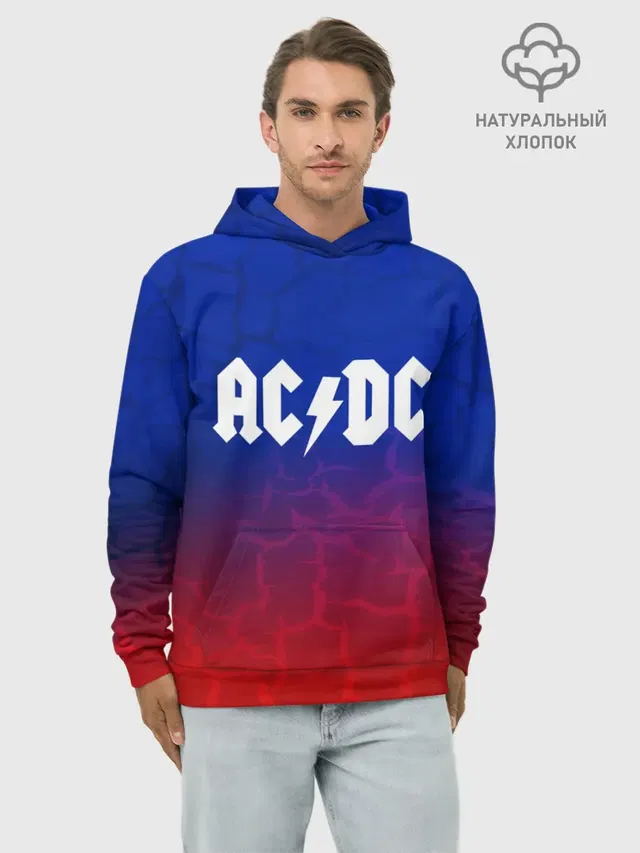 Худи мужской базовый хлопок с принтом «AC — AC/DC angel&devil»