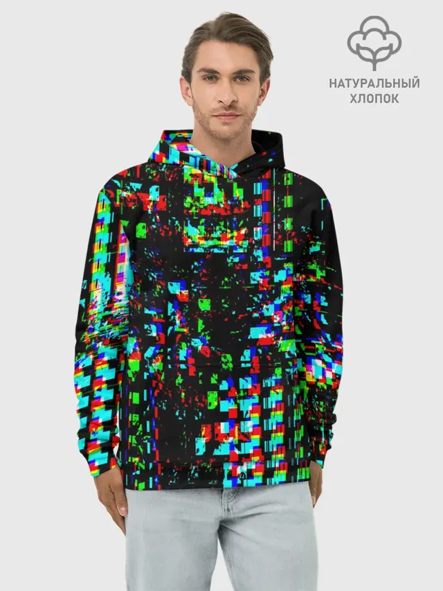 Худи мужской базовый хлопок с принтом «Абстракция — Optical abstract»