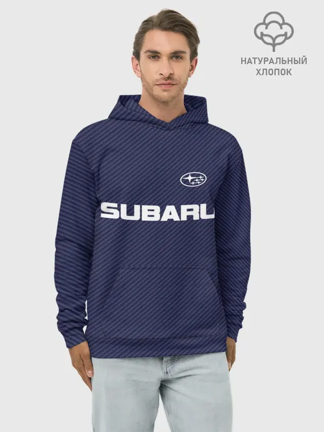 Худи мужской базовый хлопок с принтом «Subaru Carbon»