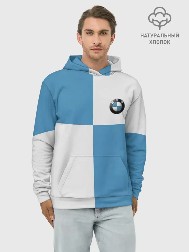 Худи мужской базовый хлопок с принтом «BMW»