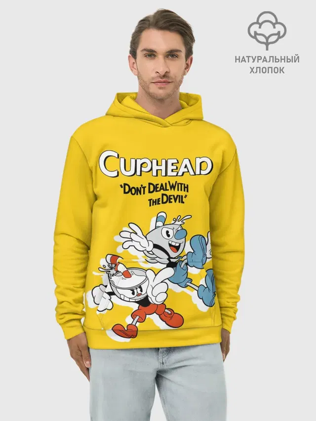 Худи мужской базовый хлопок с принтом «Mugman»