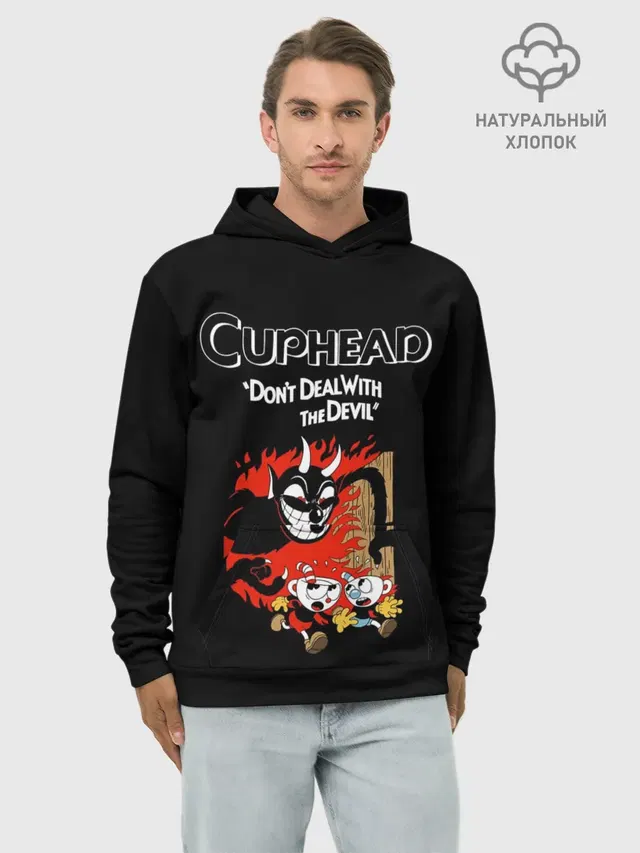 Худи мужской базовый хлопок с принтом «Cuphead (character)»