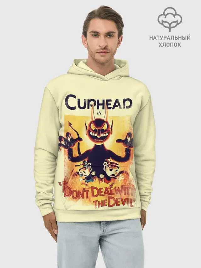 Худи мужской базовый хлопок с принтом «Cuphead (character)»