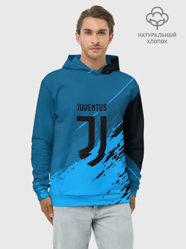 Худи мужской базовый хлопок с принтом «Ювентус — FC Juventus abstract style»