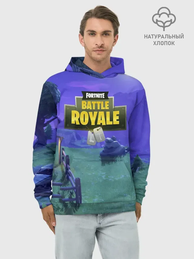 Худи мужской базовый хлопок с принтом «Фортнайт — Fortnite Night»