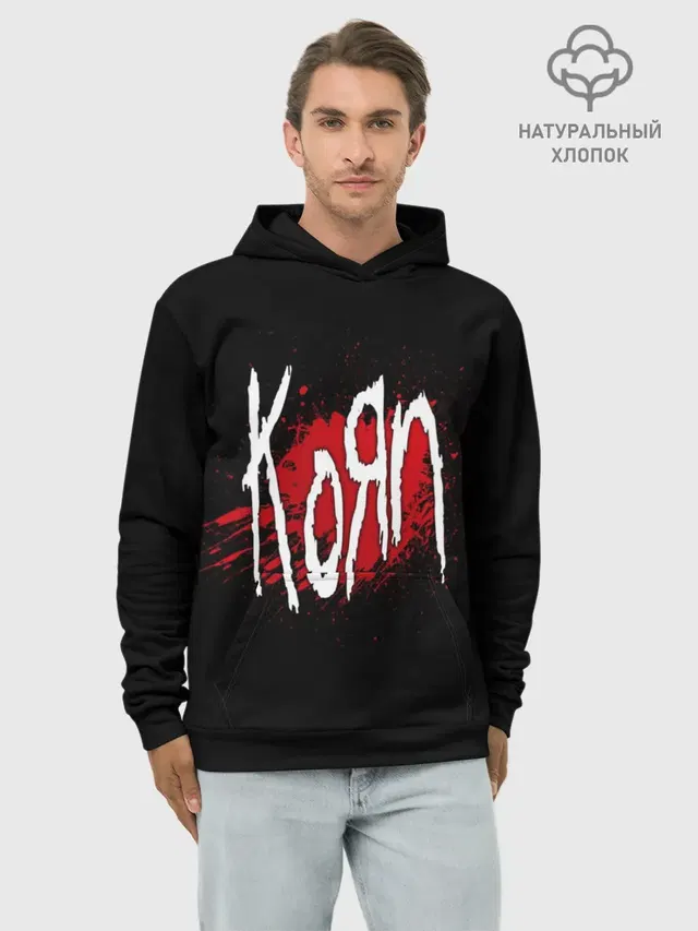 Худи мужской базовый хлопок с принтом «KoЯn — Korn»