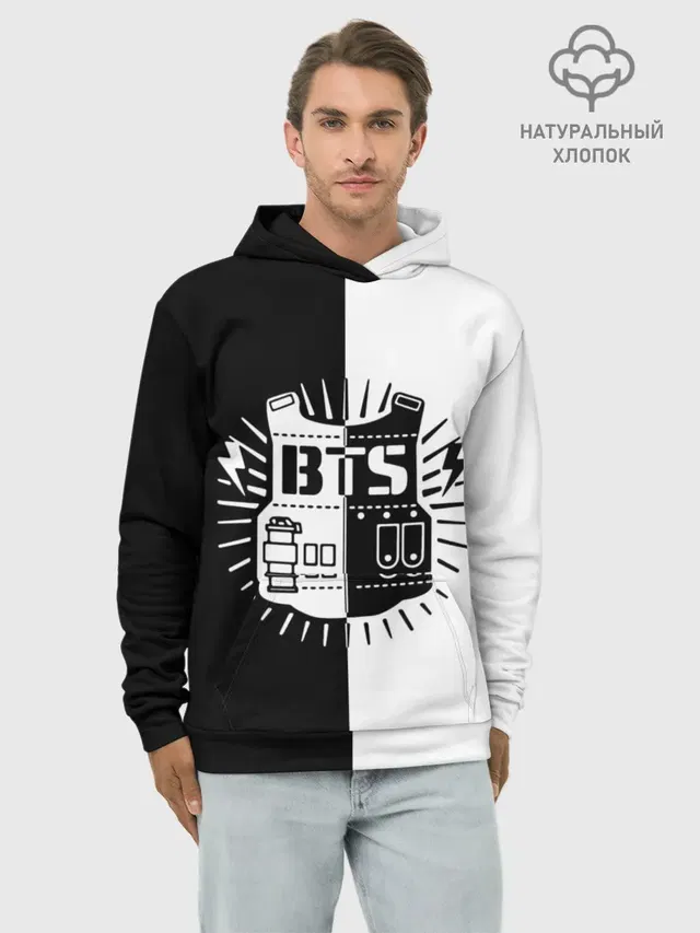 Худи мужской базовый хлопок с принтом «BTS — Bangtan Boys»
