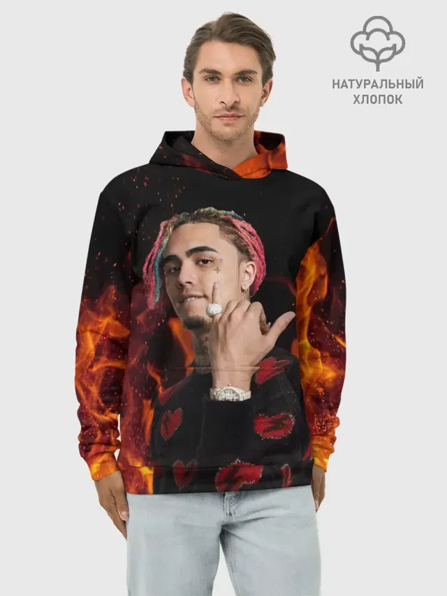 Худи мужской базовый хлопок с принтом «Lil Pump - 103»