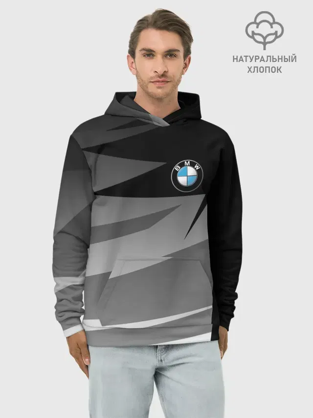 Худи мужской базовый хлопок с принтом «BMW — BMW GEOMETRY SPORT»