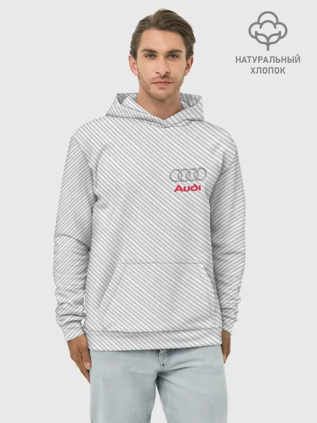 Худи мужской базовый хлопок с принтом «Audi — AUDI CARBON»