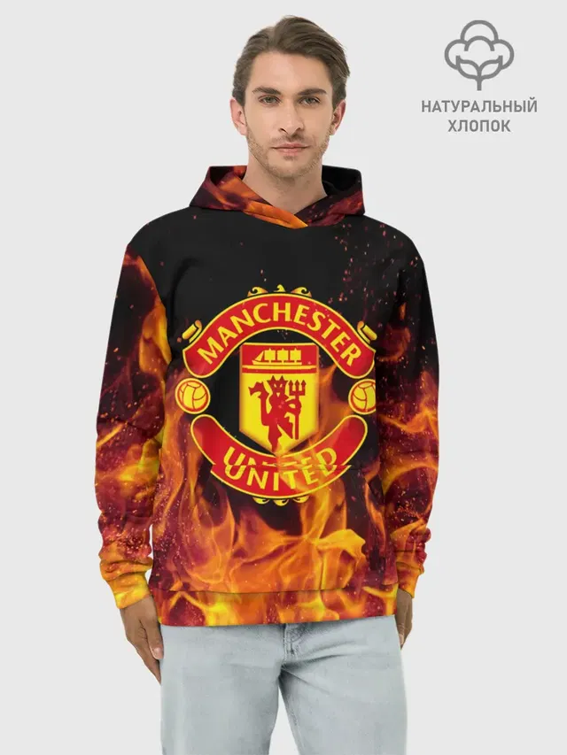 Худи мужской базовый хлопок с принтом «Манчестер Юнайтед — FC Manchester United»