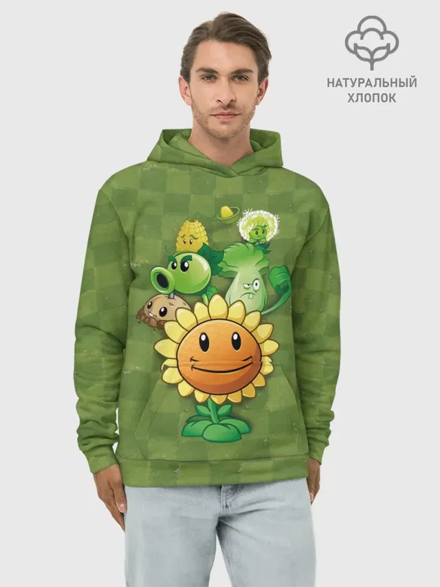 Худи мужской базовый хлопок с принтом «Plants vs. Zombies»