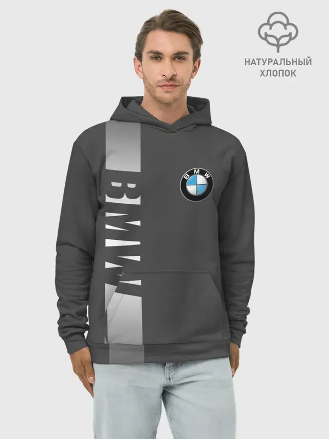 Худи мужской базовый хлопок с принтом «BMW — BMW SPORT»