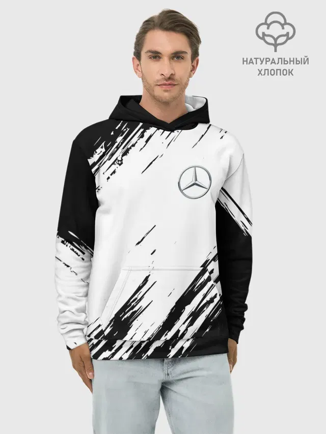 Худи мужской базовый хлопок с принтом «Merсedes — MERCEDES BENZ SPORT»