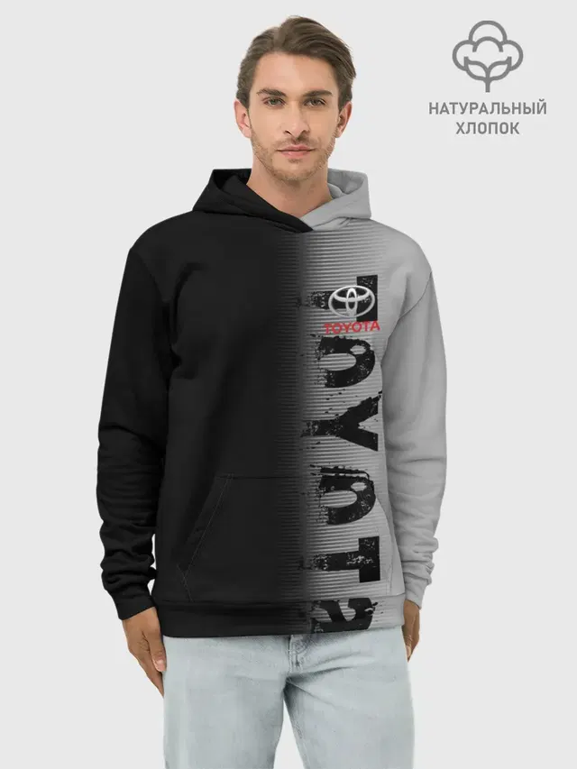 Худи мужской базовый хлопок с принтом «Тойота — TOYOTA SPORT»