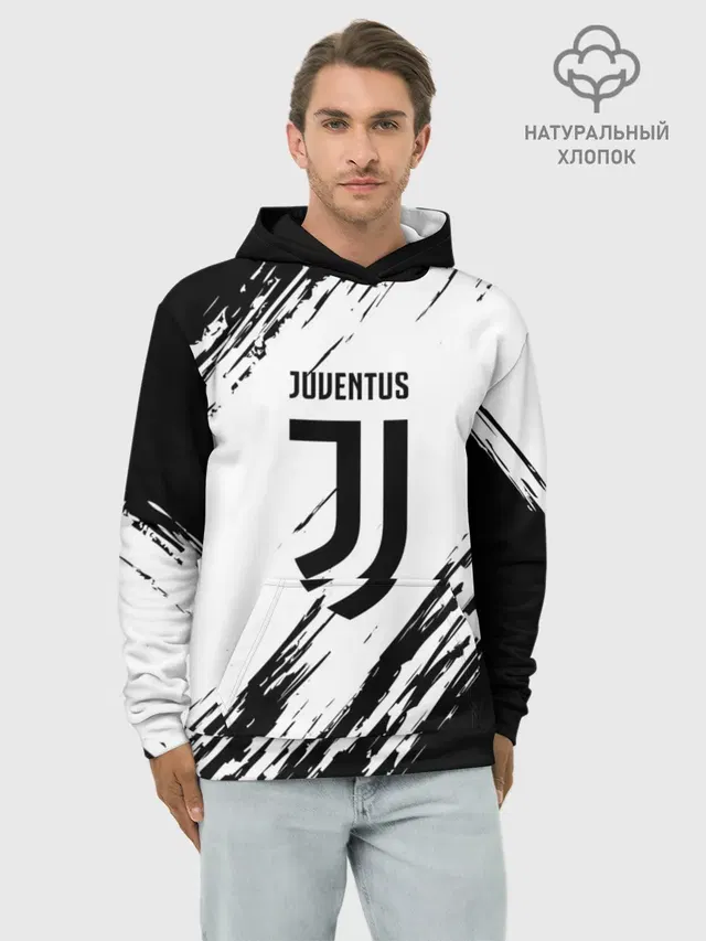 Худи мужской базовый хлопок с принтом «Ювентус — JUVENTUS SPORT»
