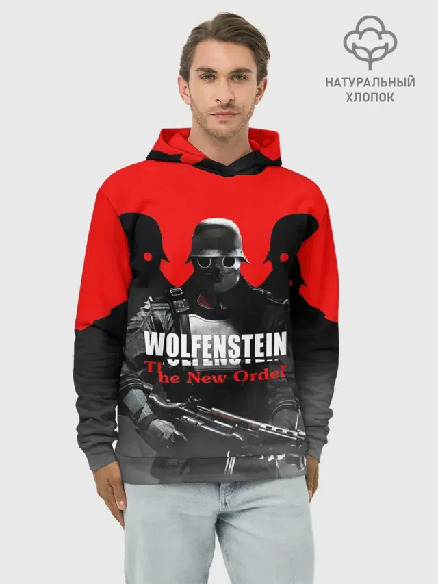 Худи мужской базовый хлопок с принтом «Wolfenstein — Wolfenstein: The New Order»