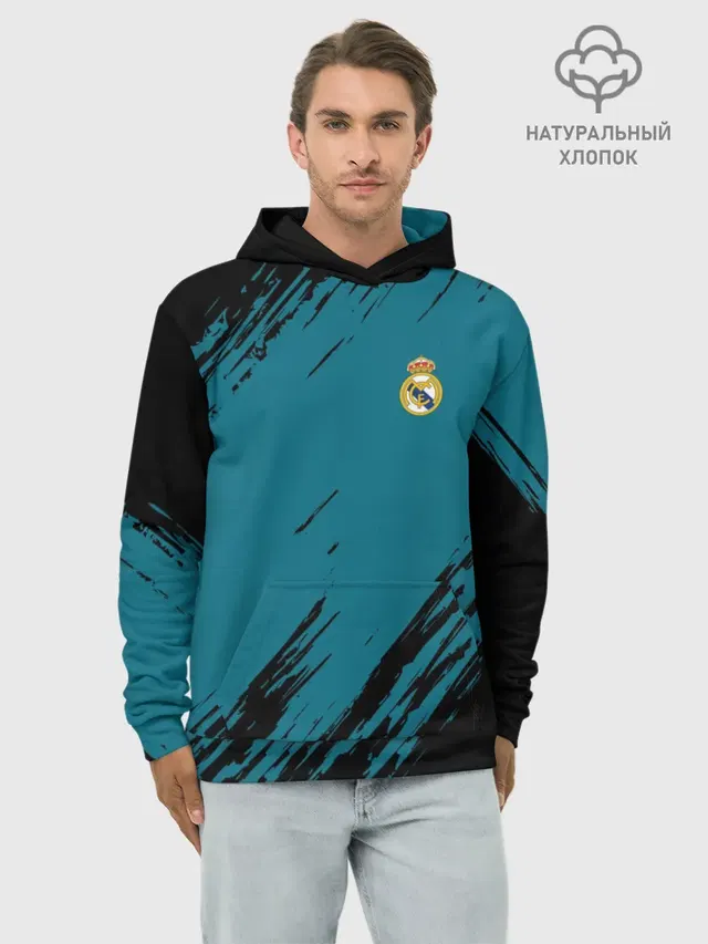 Худи мужской базовый хлопок с принтом «Реал Мадрид — Real Madrid 2018 Original»