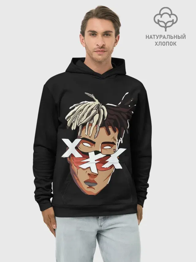 Худи мужской базовый хлопок с принтом «Зарубежные — XXXtentacion»