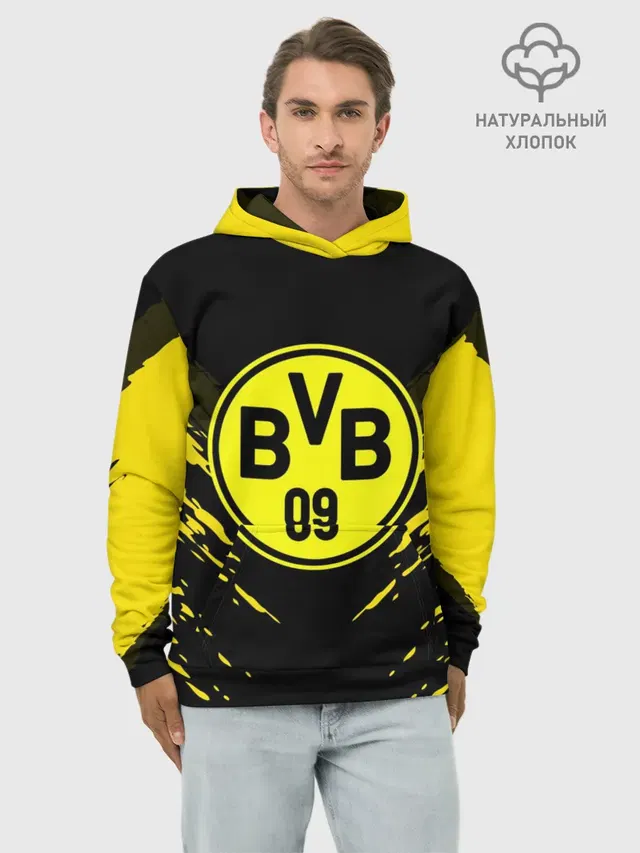 Худи мужской базовый хлопок с принтом «Borussia Sport»