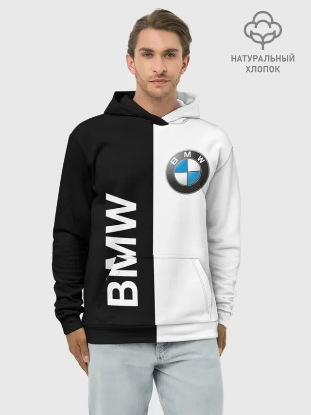 Худи мужской базовый хлопок с принтом «BMW»