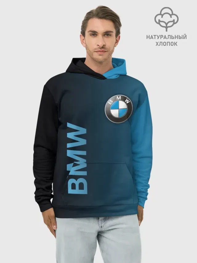 Худи мужской базовый хлопок с принтом «BMW»