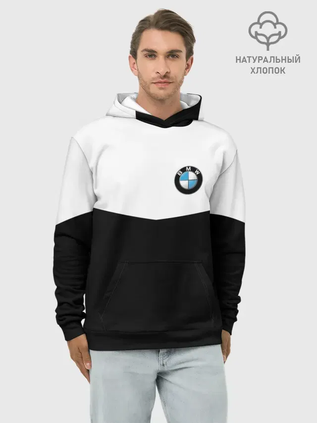 Худи мужской базовый хлопок с принтом «BMW — BMW SPORT»