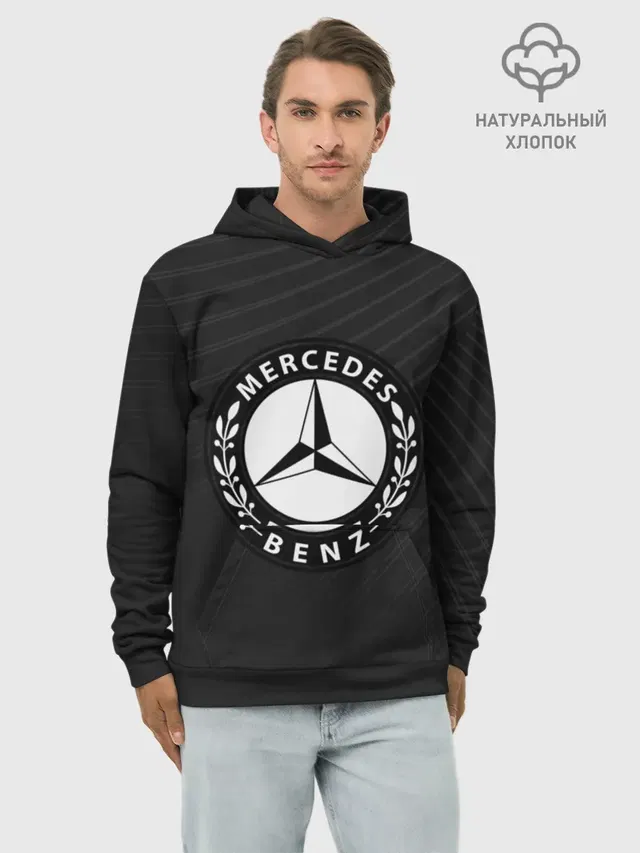 Худи мужской базовый хлопок с принтом «Mercedes SPORT»