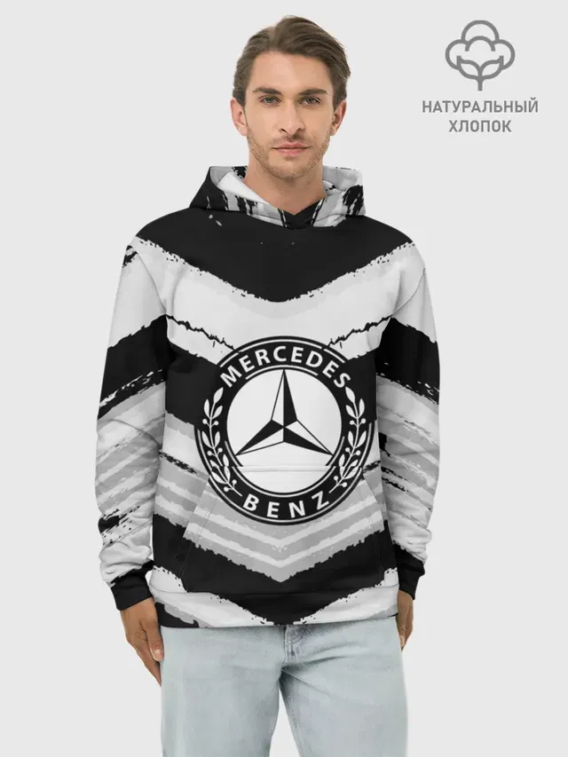 Худи мужской базовый хлопок с принтом «Mercedes sport abstract 2018»