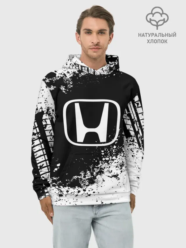 Худи мужской базовый хлопок с принтом «Honda abstract sport»