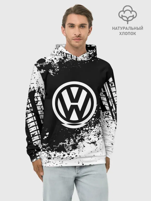 Худи мужской базовый хлопок с принтом «Volkswagen — Volkswagen abstract sport»