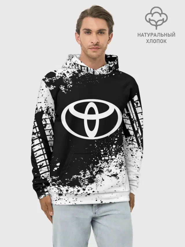 Худи мужской базовый хлопок с принтом «Тойота — Toyota abstract sport»