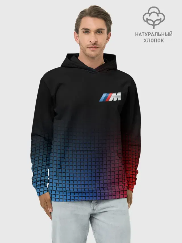 Худи мужской базовый хлопок с принтом «BMW — BMW MOTORSPORT»