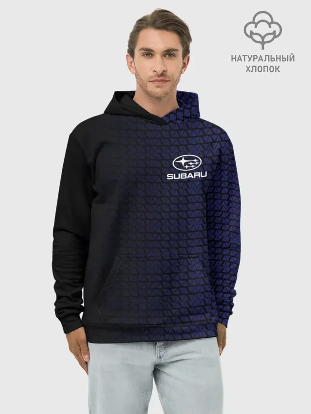 Худи мужской базовый хлопок с принтом «Car logo — SUBARU SPORT»