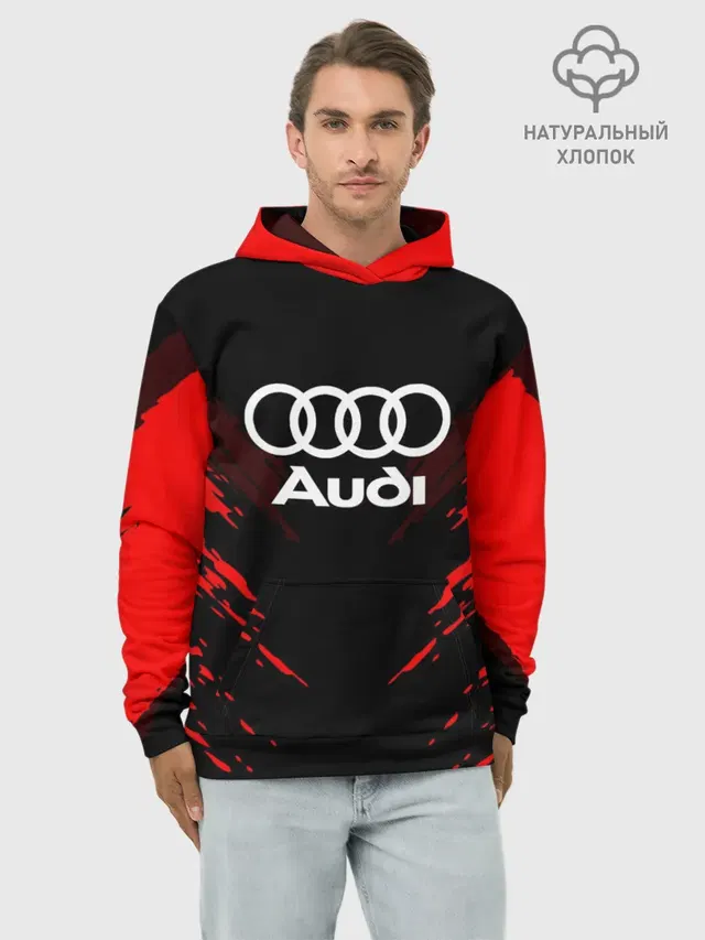 Худи мужской базовый хлопок с принтом «Audi — AUDI SPORT COLLECTION»
