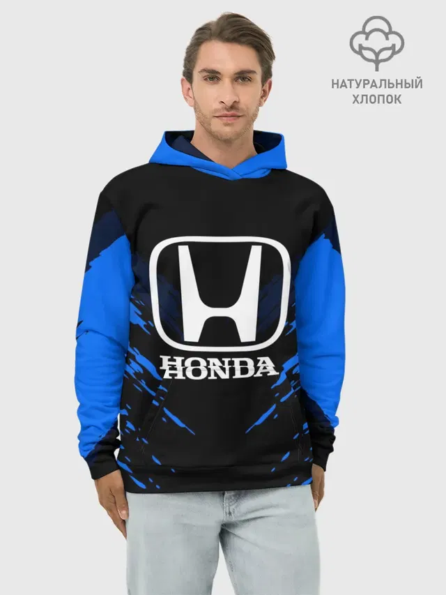 Худи мужской базовый хлопок с принтом «Honda — HONDA SPORT COLLECTION»